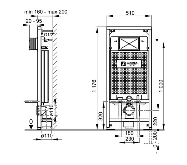 Инсталляция для подвесного унитаза SMARTsant A101/1200
