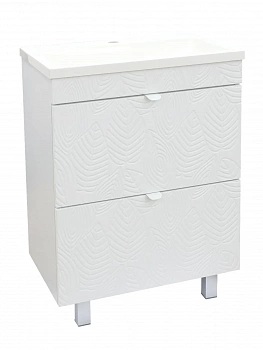 GOFFRE FLORA 60 тумба напольная с умывальником Art 60, белый soft touch с двумя ящиками TOPPUS