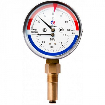 Термоманометр ТМТБ-31P.1.150С 1,6Мпа Дк80 G1/2"Радиал L=46мм Росма 2337